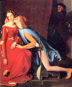 Paolo and Francesca painted by Jean Auguste Dominique Ingres