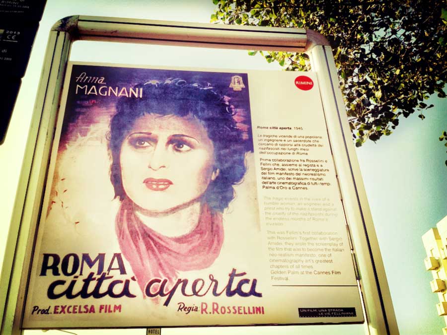 Anna Magnani on a street sign in Rimini