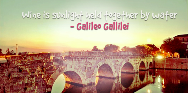 Wine is sunlight caught in water - Gallileo Galilei
