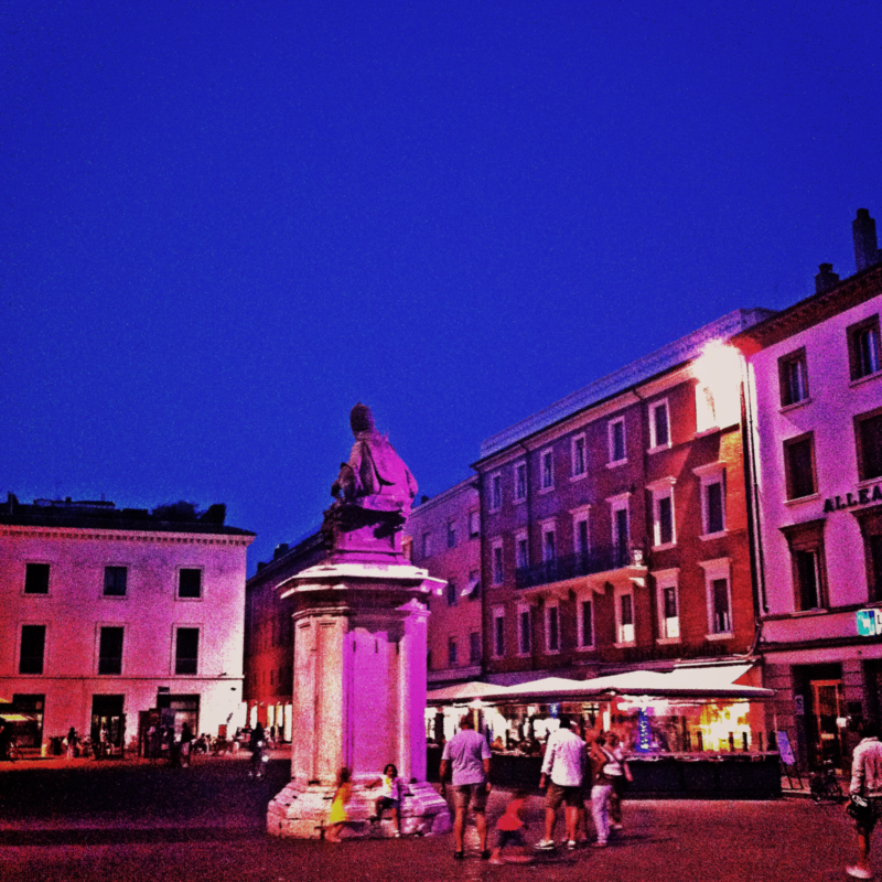 Piazza Cavour lit for the Notte Rosa festival