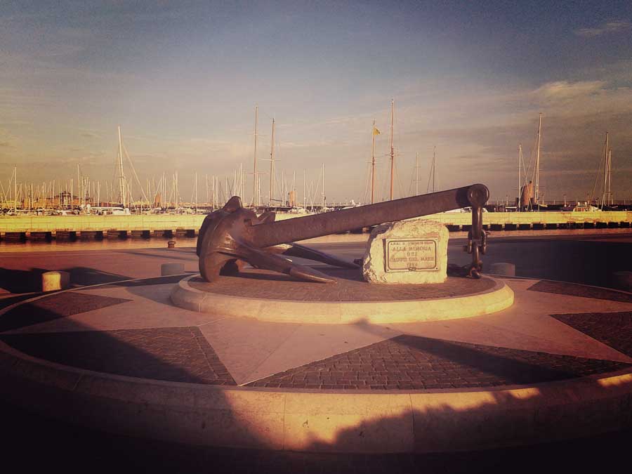 Anchor shaped monument to those who've lost their lives at sea - Rimini Port