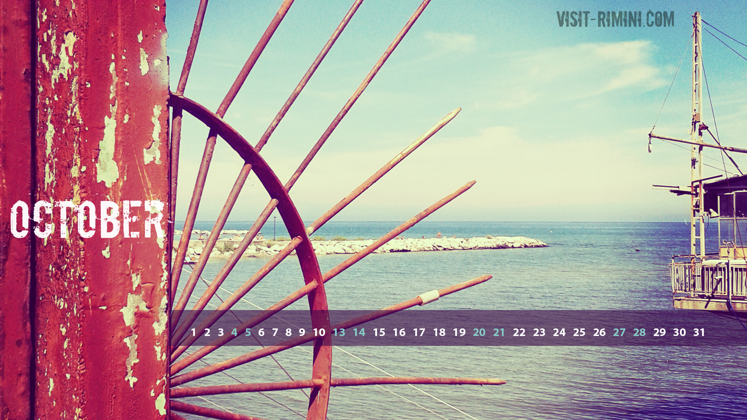 Rimini Seascape - a free desktop calendar for October 2014